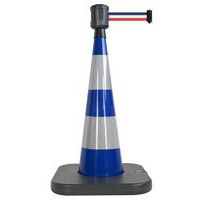 Afbakeningskegel met verzwaarbare basis blauw - 4 m x 5 cm - Viso