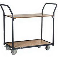 Serveerwagen 2 handgrepen en houten plateau - 250 kg - Manutan Expert