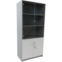 Boekenkast met draaideuren + glazen deuren Quatuor - Manutan Expert