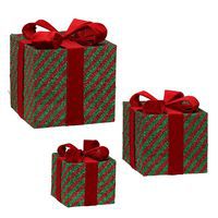 Cadeau kerstdecoratie groen - 25 x 25 x 28 cm