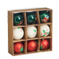 Coffret 9 Boules de Noël incassables - 3 coloris assortis
