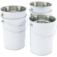 Metalen emmer wit met plat deksel - 2,5 tot 5 l