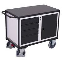 Tafelwagen met 1 laadvlak, 1 kast en 4 laden - Variofit