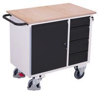 Werkplaatswagen met 1 kast en 4 laden, zonder rand - Variofit