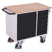 Werkplaatswagen met 1 kast en 6 laden, zonder rand - Variofit