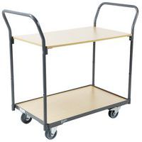 Serveerwagen 2 handgrepen en houten plateau - 250 kg - Manutan Expert