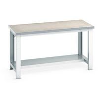 Werkbank Cubio met vast legbord - Breedte 150 cm - Linoleum