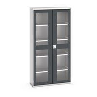Hoge kast Verso 1050x350x2000mm met raamdeur en 4 legborden - BOTT
