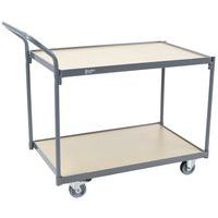 Serveerwagen 2 houten plateaus - Draagvermogen 250 kg - Manutan Expert