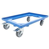 Dolly blauw met remmen 600x400 mm - draagkracht 250 kg - Kruizinga