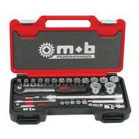 Koffer fusion ratel en doppen 1/4 - 1/2 - 33 delig 6 kant rond ratel