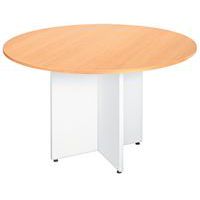 Ronde tafel - Kruisvoet met beuken blad