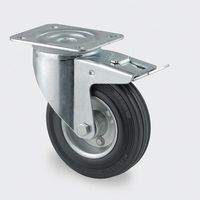 IQWTU Zwenkwielen, 100 mm met rem, set van 4 meubelwielen met M12 x 1,75 x 30 mm schroef tot 550 kg, geen sporen en stille wielen voor zware lasten, transportwielen, 360° rotatie