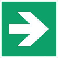 Nood- en evacuatiebord vierkant - Richtingspijl rechts - Hard