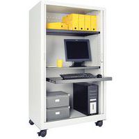 Verrijdbare multimediakast met roldeuren