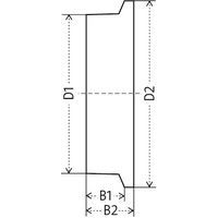 B1: bandbreedteB2: totale breedteD1: ØD2: totale Ø