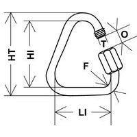F = Doorsnede ØHI = Inwendige hoogteHT = Totale hoogte LI = Inwendige breedteØT = Diameter schroefdraadO = Opening