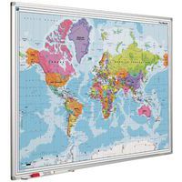 Geografische wereldkaart, magnetisch, 90 x 120 cm