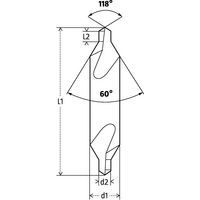 d1: totale Ød2: boor-ØL1: lengteL2: bruikbare lengte