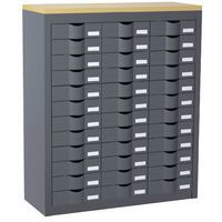 Balie met opbergmodule met toplaag met houten afwerking - Paperflow