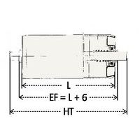 - L: rollengte- EF: rollengte + 6 mm- HT: totale lengte = rollengte + 30 mm