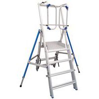 Uitschuifbaar werkplatform met veiligheidsreling van 360° - 4 tot 6 treden