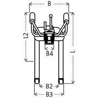 B: totale breedteB2: afstand tussen vorken int.B3: maximale tussenruimte tussen vorkenL: totale lengte