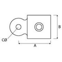 Buisgrootte 	A 	B	CØ 27 mm 	56 	39	10Ø 42 mm 	75 	45	10Ø 48 mm 	75 	45	10