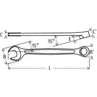 B / B': kop-ØC: vorkdikteC': kophoogteE: kantelhoekL: lengte