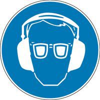 Gebodsbord - Oog- en oorbescherming verplicht - Zelfklevend