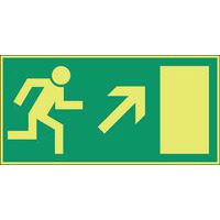 Fotoluminescerend bord Nooduitgang rechtsonder - Zelfklevend