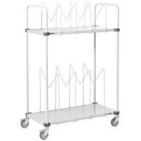 Dozenwagen HCT410 hoog met 2 legplanken en dozenhouder - Treston