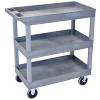 Wagen van gerecycled kunststof - 3 plateaus met opstaande rand - Hoogte 95 cm - Draagvermogen 230 kg