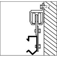bevestiging onder monorailVoor schuifdeuren dient u een monorail te voorzien waarvan de lengte gelijk is aan 2 keer de breedte van de deur.