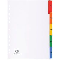 Tabblad bedrukt numeriek versterkt kleurtab + indexblad A4 - Exacompta