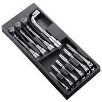 Module met gebogen open pijpsleutel 10-delig, 6-kant x 6-kant 8-19mm