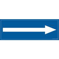 Informatiebord pijl naar rechts blauwe achtergrond 210 x 75 mm