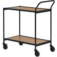 Verrijdbare tafel zwart - 2 plateaus - draagvermogen 150 kg