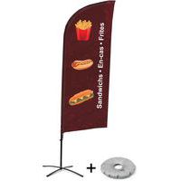 Beach Flag Alu Wind compleet - Sandwiches.En-cas.Frites - kruisvoet.