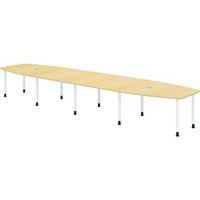 Vergadertafel ton 10 poten 520x130cm wit - Hammerbacher