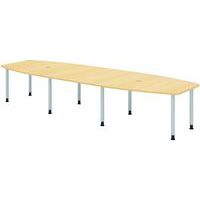 Vergadertafel ton 8 poten 400x130cm zilver - Hammerbacher