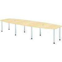 Vergadertafel ton 8 poten chroom - 400x130 cm - Hammerbacher