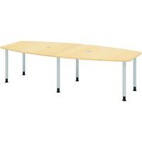 Vergadertafel ton 6 poten 220x130cm zilver - Hammerbacher