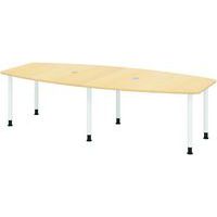 Vergadertafel ton 6 poten 220x130cm wit - Hammerbacher