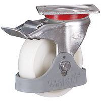 Zwenkwiel met rem van polyamide, 125 x 38 mm, wit - Variofit