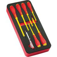 Schuimmodule met 6 geïsoleerde schroevendraaiers + tester - Mob