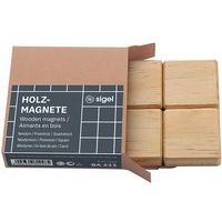 Magneet vierkant van hout - 33 mm - 4 stuks - naturel - Sigel