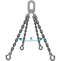 Hijsband van rvs, 4 strengen, haak + oog + veiligheidspal - Godet