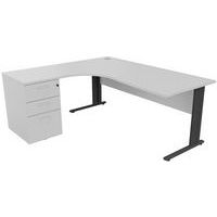 Compact bureau met C-poten, Type onderstel: L-poot, Montage: Zelfbouw, Totale breedte: 180 cm
