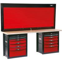 Werkplaatswerkbank met 12 laden en roldeurkast - Sam